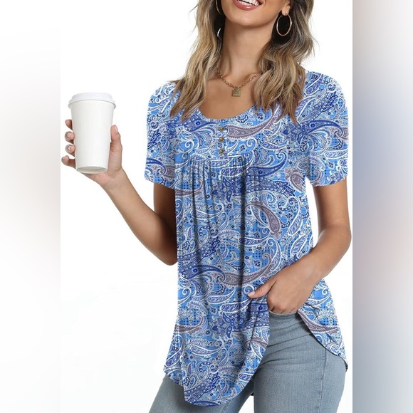 poypyoung Tops - COPY - Sz XL POPYOUNG Women's Summer Casual Short Sleeve Tunic Crewneck Ruffle …